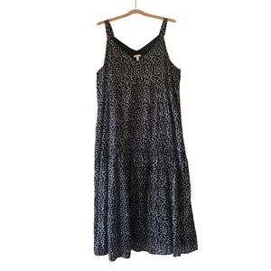 Joie Maxi Dress Caviar Lg Floral Limited Edition‎ Sundress Tiered Black White XL